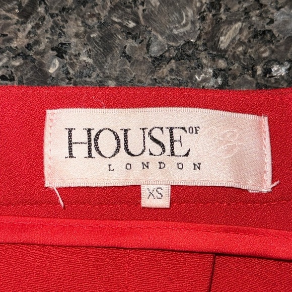 House Of CB London Red Drape Front Cosima High Waist Trousers - Picture 8 of 9